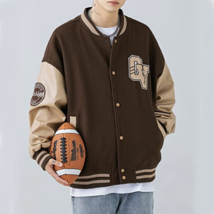 Veste universitaire personnalisée pour homme en laine, cuir et toile, avec broderies, logos, patchs et étiquettes personnalisés, respirante, pour l'hiver - Product Image 2