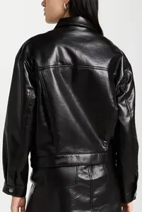 2024 veste en cuir de mouton véritable de moto pour femmes de qualité supérieure conception ODM avec remplissage en coton tissé et finition respirante - Product Image 6