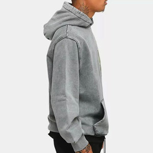 Sudadera con Capucha Estilo Urbano, Invierno, Diseño de Dibujos Animados, Color Gris Lavado Ácido, Unisex, Informal, de Material Premium, Corte Holgado y Recortado - Product Image 3