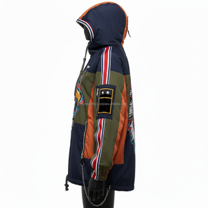 Chaqueta cortavientos para mujer 180GSM Nylon Poliéster Panel multicolor Estampado Logotipo personalizado Parche de transferencia de calor Chaqueta de diseño para mujer - Product Image 3