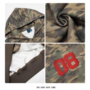 Sweat à capuche pour homme en molleton 100% coton, style uni, effet vieilli, fermeture éclair, broderie personnalisée, 400 GSM, vintage, pour l'hiver - Product Image 5