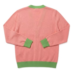 Cardigan en tricot personnalisé pour femme, col en V, avec logo chenille et lettrage grec, style preppy, brodé, couleur unie, hiver - Product Image 2