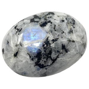 Chất lượng tốt nhất tự nhiên đánh bóng cầu vồng Moonstone Palm đá hào nhoáng màu xanh <span class=keywords><strong>Flash</strong></span> cao cấp bán quý đá thủ công phong thủy chéo - Product Image 1