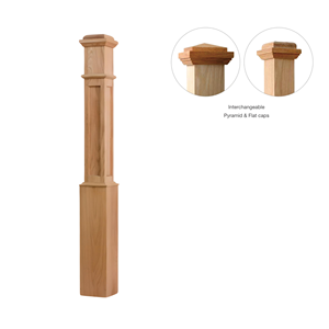 Caja blanca imprimada Newels 4091FP Caja sólida de álamo Newel con detalle de panel plano Piezas elegantes de escalera para cualquier escalera de EFS - Product Image 3