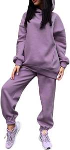 Ensemble complet de survêtement 2 pièces de style coréen pour femmes personnalisé en gros, y compris sweat à capuche entraînement hiver Air - Product Image 2