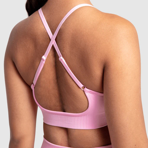 Sujetador deportivo de verano transpirable ligero sin costuras de alto soporte para mujer, estampado de logotipo personalizado, gimnasio, Fitness, talla grande Reversible - Product Image 4