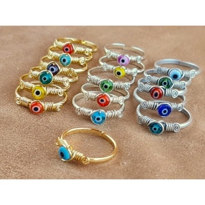 Bohemian Style Gold-Plated Alloy Gemstone <b>Rings</b> Bezel Setting Inlay Technology - Product Image 2