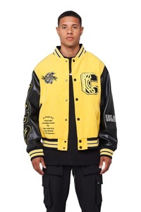 Chaqueta Varsity de lana de alta calidad para hombre, cómoda, color sólido personalizado con mangas de cuero de talla grande para primavera - Product Image 2