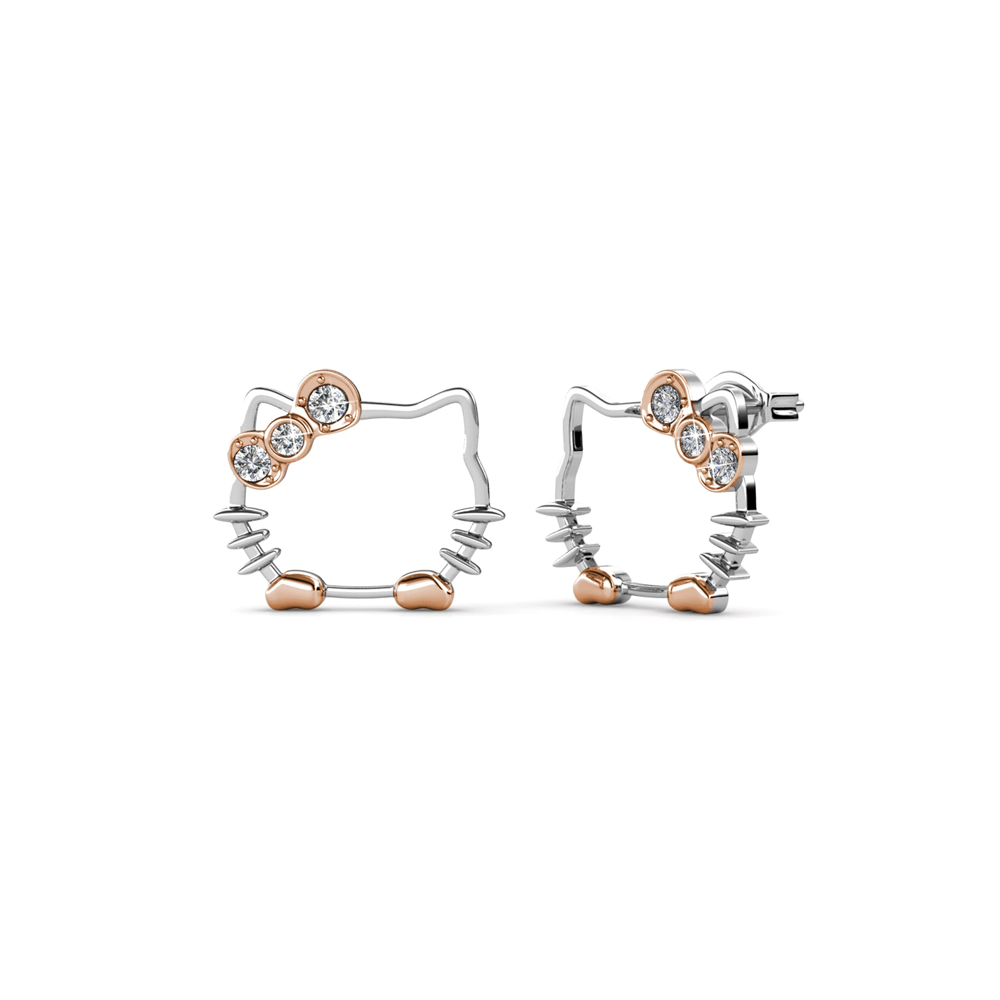 Brass 18k White & Rose Gold Plated Women Stud Earrings