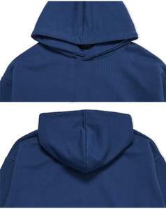 Sudadera de algodón de gran tamaño para hombre, sudadera gruesa de lana para invierno, logotipo personalizado, ropa de calle con hombros caídos, informal, teñida lisa - Product Image 2