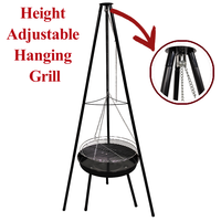 Barbecue au charbon de bois pliable à hauteur réglable, facile à utiliser, en acier avec revêtement en poudre, pour pique-nique en plein air