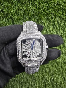 Reloj de Lujo para Hombre, Estilo Hip Hop, con Incrustaciones de Moissanita VVS, Esfera con Números Romanos, Pasa el Test de Diamantes, Mecánico, Disponible al por Mayor - Product Image 2