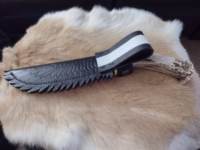 Funda de cuero genuino en forma de ala para Cuchillo de supervivencia al aire libre hoja de acero de grado DIY hecha para adaptarse perfectamente