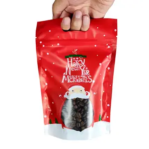Рождественский логотип на заказ, полноцветная печать, подарочные пакеты, пластиковые подарочные пакеты с вырезанной ручкой, пластиковый пакет