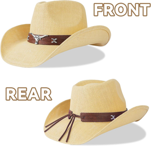 Sombrero de Vaquero Beige de Paja al por Mayor a Precio Económico, Sombrero de Vaquera, Sombreros de Vaquero Occidentales para Mujer/Hombre/Paja Ancha con Ala Moldeable - Product Image 2
