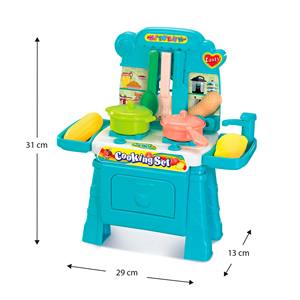 ROBINCOOL 2-in-1 Blue Kitchen Set with Shopping <b>Trolley</b> 29 X 13 X 31 cm Kitchen & Food Toys - Product Image 4