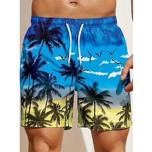 Short de plage graphique feuille de palmier tropical pour hommes plante 3D imprimé Shorts décontracté hawaïen pantalon court surdimensionné maillot de bain - Product Image 6