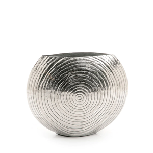 Vase à fleurs en aluminium argenté antique, décoration de salon, design texturé de haute qualité, vases trompettes en aluminium pour le sol - Product Image 1