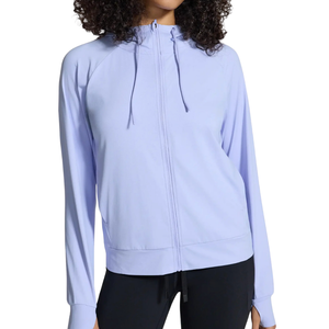 Polyester/Cotton Knitted Winter <b>Lightweight</b> <b>Hoodie</b> Women Breathable Quick Dry Stretch Long Sleeve Workout Training Top Running - Product Image 1