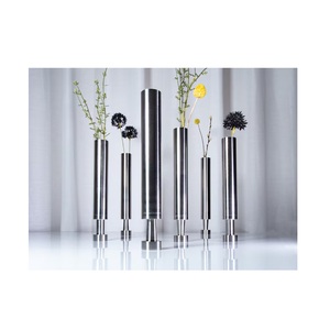 Elegant slim <b>tall</b> metal flower vase for hotel reception lobby decoration or home living room floral centerpiece - Product Image 1