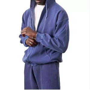 Chándales con cremallera de lavado ácido para hombre de alta calidad 100% algodón polar 450GSM personalizado para hombre chándales con cremallera y hombros caídos ropa de calle - Product Image 4