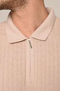 Hombres de alta calidad 100% algodón de manga corta para camisa Polo en relieve de punto acanalado Top solapa verano estilo Casual suéteres de punto - Product Image 6