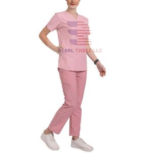Custom V-Neck Unisex Hospital Scrub Set Uniforme de enfermera Set Clínica Personal Scrub Uniforme - Product Image 3