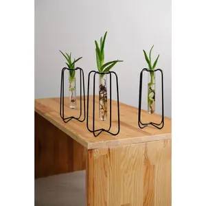 Nouveau style 2026 : Vase en bois avec tube en verre, finition naturelle, aspect moderne, haute qualité, élégant pour table. - Product Image 6
