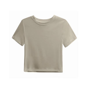 2024, Top corto informal para mujer, camiseta de manga corta suave de alta calidad, ropa de ejercicio Popular - Product Image 3