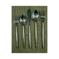 Ensemble de couverts en acier inoxydable au design moderne, 4 pièces, manche martelé, finition miroir, modèle 2B-2373, pour table de cuisine, prix abordable