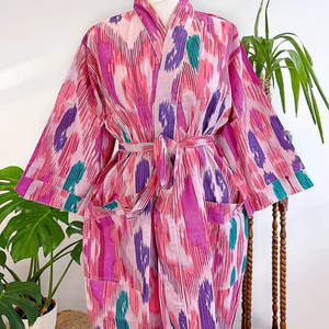 เสื้อคลุมชายหาดลายดอกไม้สำหรับผู้หญิงเสื้อคลุมสไตล์อินเดียแท้สำหรับฤดูใบไม้ร่วง/ฤดูหนาวสไตล์ลำลอง - Product Image 1