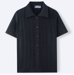 Chemise homme boutonnée en flanelle 100 % polyester, col montant, respirante, écologique, unie, style décontracté estival - Product Image 4