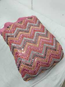 Venta caliente Zigzag diseño bordado secuencia Georgette tela para vestido de novia disponible a precio por mayor - Product Image 4