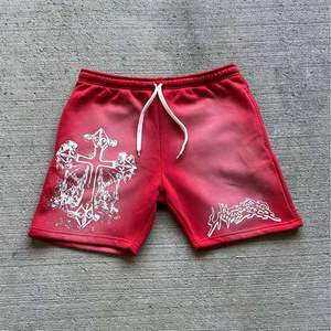 Pantalones cortos de algodón con estampado gráfico personalizado para hombre, pantalones cortos Vintage para gimnasio, correr, Fitness, lavado con ácido para hombre - Product Image 3