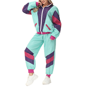 Conjunto de chándal cortavientos de 2 piezas de bloque de color para mujer, conjunto de chándal cortavientos de manga larga con cremallera frontal Hip Hop - Product Image 3