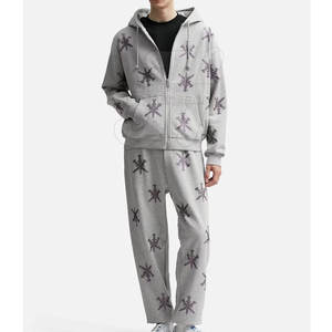 Suministro directo de fábrica Ropa de invierno para hombres Transpirable Ligero 100% Algodón Rhinestone Chándales Cuello con capucha Precio al por mayor - Product Image 1