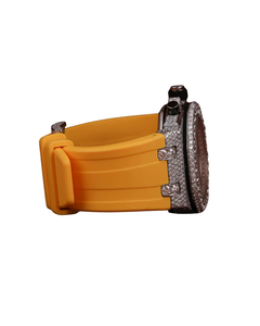 Montre de luxe automatique pour rappeur hip-hop, cadran rond en or blanc serti de moissanite de différentes formes, glacée - Product Image 3