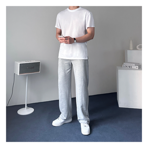 T-shirts pour hommes T-shirt basique à fentes latérales 2 couleurs, confortable en coton, haut décontracté pour femmes, mode coréenne, tenue de tous les jours - Product Image 6