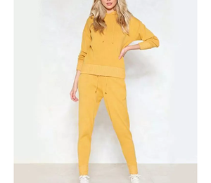 ชุดวอร์มแขนยาวมีฮู้ดสำหรับผู้หญิง,ชุดวอร์มกางเกงผ้าฝ้ายทอแบบออร์แกนิก French Terry แบบสวมศีรษะใส่ออกกำลังกาย - Product Image 4