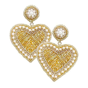 Produit artisanal, boucles d'oreilles brodées de perles, bijoux classiques faits à la main, fabriqués en Inde - Product Image 1