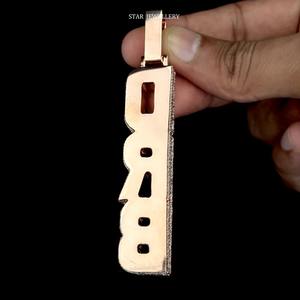 VVS VS Moissanite Iced Out Vertical Carta Colgante Plata Esterlina Hiphop Unisex - Product Image 5