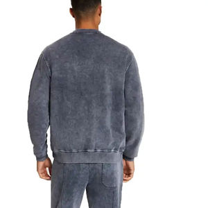 Ensemble de survêtement sport d'hiver délavé à l'acide, respirant, écologique, léger, zippé, effet délavé au soleil, sweat-shirts et pantalons de survêtement 100% coton - Product Image 4