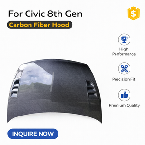 Cofano in Fibra di Carbonio con Presa d'Aria per Honda <span class=keywords><strong>Civic</strong></span> 8a Generazione (2006-2011) |   Sostituzione Cofano Anteriore Stile RR |   Adattamento Stile OEM - Product Image 2