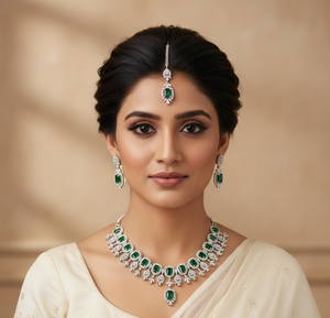 Premium AD Bridal Necklace Earrings <b>Set</b> for <b>Women</b> Wedding Party Traditional <b>Jewellery</b> Elegant Bridal Look High Quality - Product Image 2