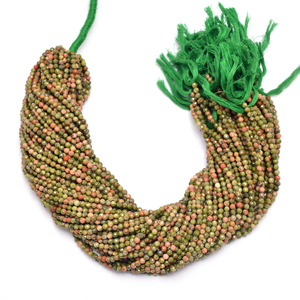 Pierres précieuses AAA + Unakite 3mm-4mm perles rondes à micro facettes pierres précieuses semi-précieuses naturelles Unakite perles en vrac pour la fabrication de bijoux - Product Image 5