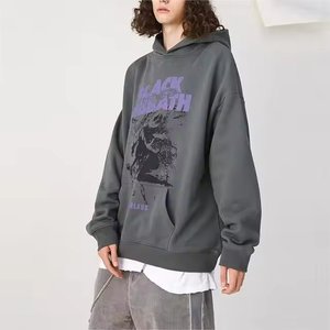เสื้อฮู้ดดี้ผู้ชายผ้าฟลีซเนื้อหนัก ดีไซน์ใหม่ 100% ผ้าฝ้าย คุณสมบัติกันยับ สีดำขาว สำหรับฤดูหนาว - Product Image 4
