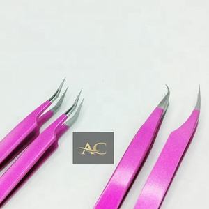 Vente en gros de pinces à épiler roses transparentes, extension de cils avec logo personnalisé, embouts professionnels en acier inoxydable massif, embouts pointus en PVC - Product Image 6