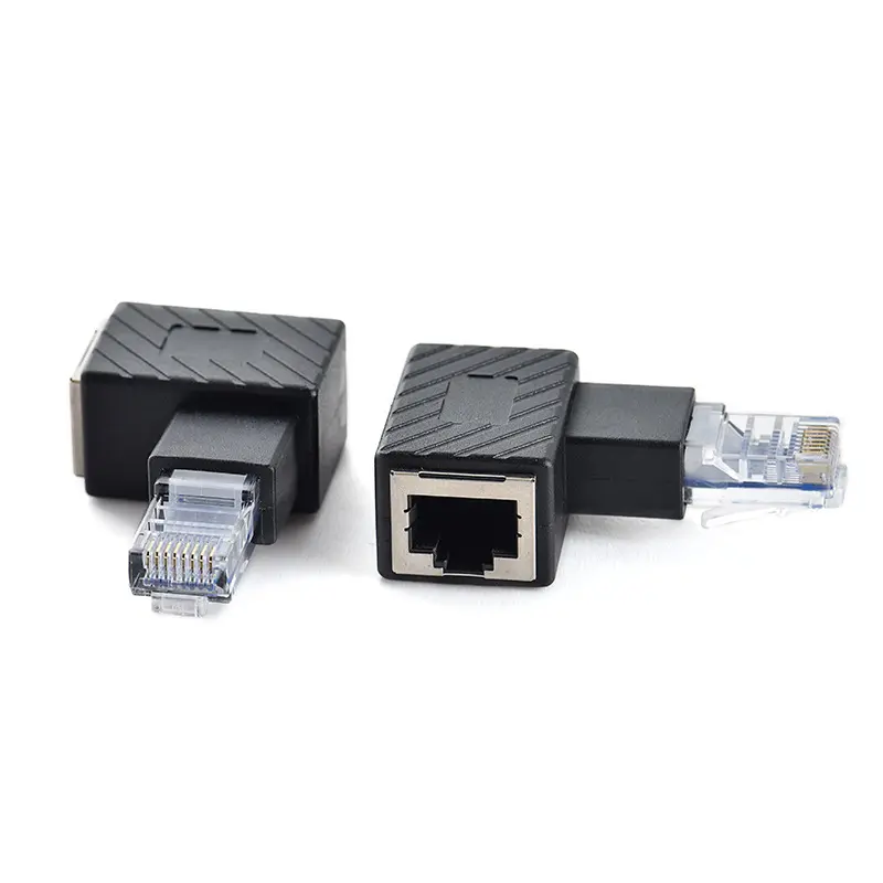 RJ45 erkek kadın 90 derece Ethernet genişletici adaptörü RJ45 Ethernet Modem için, yönlendirici, PC, ağ yazıcı dizüstü, LAN, anahtarı