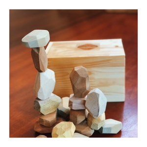 Jouet d'empilage de roche en bois fait à la main Montessori, pierres d'équilibre de roche en bois durables pour le jeu éducatif des tout-petits - Product Image 3