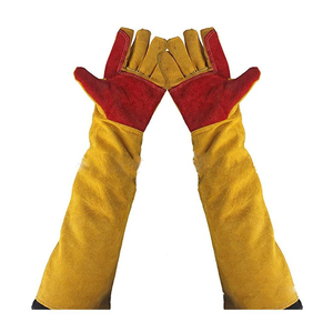 Guantes de cuero de vaca de alta resistencia, guantes reflectantes de seguridad para construcción, barbacoa, guantes de extinción de incendios, soldadura larga por chispa de calor resistente - Product Image 6